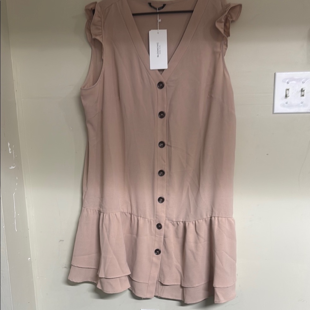 BloomChic Pink Peplum Flutter Sleeve Tunic